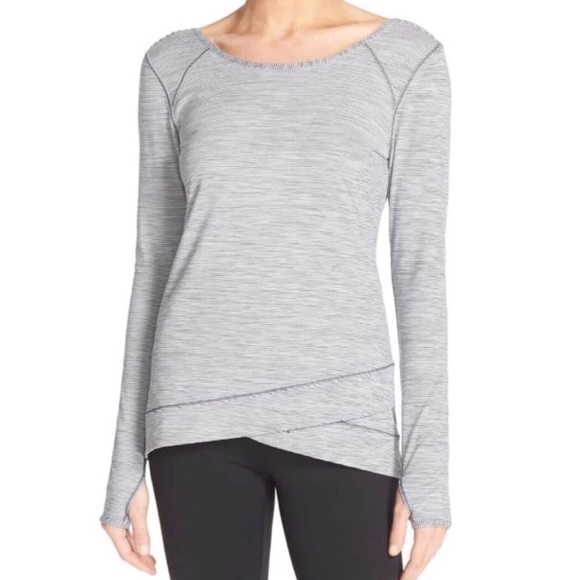 Zella Tops - Zella Layer Me Striped Pullover Long Sleeve Top